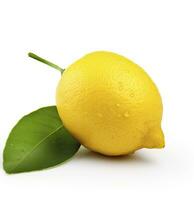 AI generated Lemon with leaf isolated on white background. AI Generated photo