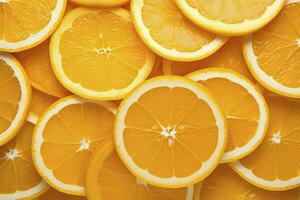 AI generated Orange fruit slices citrus arrangement full frame background. AI Generated photo