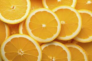 AI generated Orange fruit slices citrus arrangement full frame background. AI Generated photo