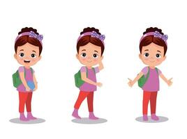 vector illustration of students in different postures