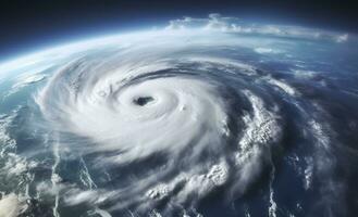 AI generated Super Typhoon, tropical storm, cyclone, tornado, over ocean. Weather background. Generative AI photo