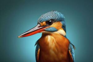 AI generated Kingfisher sitting on the tree branch. AI Generated photo