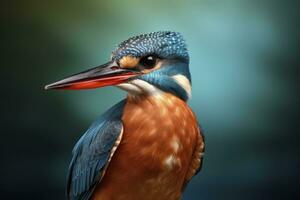 AI generated Kingfisher sitting on the tree branch. AI Generated photo