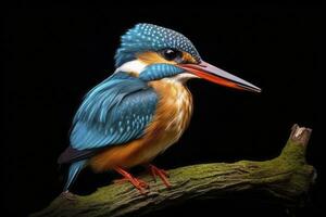 AI generated Kingfisher sitting on the tree branch. AI Generated photo