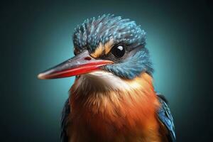 AI generated Kingfisher sitting on the tree branch. AI Generated photo