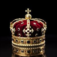 AI generated The Royal Coronation Crown Isolated on a Black Background. Generative AI photo