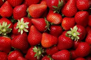 AI generated Texture of fresh strawberries as background. Generative AI photo