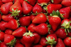 AI generated Texture of fresh strawberries as background. Generative AI photo