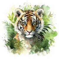 AI generated Watercolor Tiger for kids. AI Generated photo