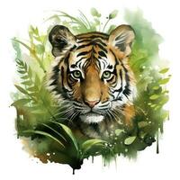 AI generated Watercolor Tiger for kids. AI Generated photo