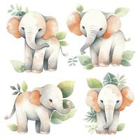 AI generated Watercolor Baby Elephant. AI Generated photo