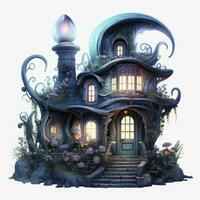 AI generated Moonlight dark themed night elf fairytale fantasy fairy house. AI Generated photo