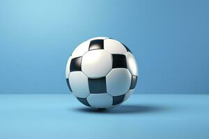 AI generated soccer ball on light blue background. Generative AI photo