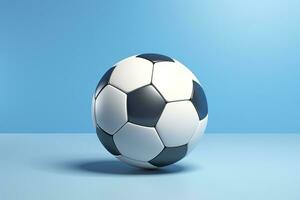 AI generated soccer ball on light blue background. Generative AI photo