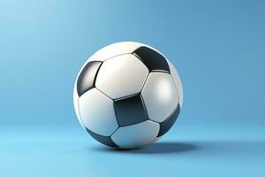 AI generated soccer ball on light blue background. Generative AI photo