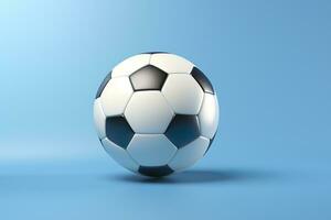 AI generated soccer ball on light blue background. Generative AI photo