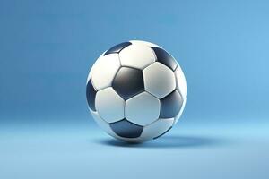 AI generated soccer ball on light blue background. Generative AI photo