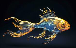 AI generated 3d rendering. fish on black background. Generative AI photo