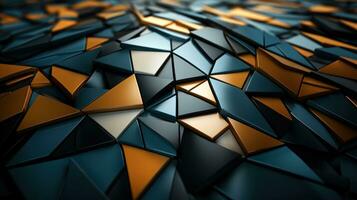 AI generated Abstract 3d rendering of chaotic pyramids. Futuristic background. photo