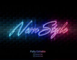 Neon text effect for neon effect logo and and neon light effect for night part lettering typeface psd