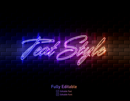 Neon text effect for neon effect logo and and neon light effect for night part lettering typeface psd