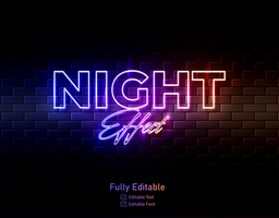 Neon text effect for neon effect logo and and neon light effect for night part lettering typeface psd