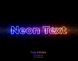 Neon text effect for neon effect logo and and neon light effect for night part lettering typeface psd
