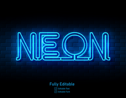 Vector neon  effect logo for neon text effect and neon light night party editable text effect and restaurant psd