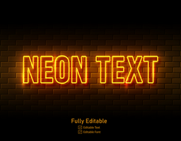 Neon- Text Neon- Zeichen auf Backstein Mauer Hintergrund psd