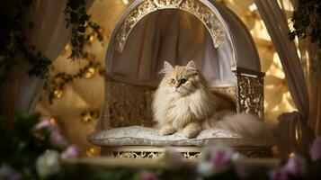 AI generated royal pets animals in luxury palace photo