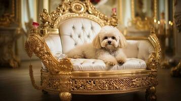 AI generated royal pets animals in luxury palace photo