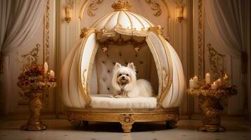 AI generated royal pets animals in luxury palace photo