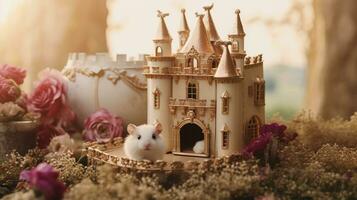AI generated royal pets animals in luxury palace photo