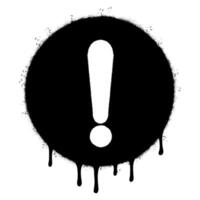 Spray Painted Graffiti exclamation icon Sprayed isolated with a white background. graffiti caution icon with over spray in black over white. Vector illustration.