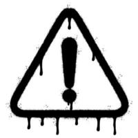 Spray Painted Graffiti exclamation icon Sprayed isolated with a white background. graffiti caution icon with over spray in black over white. Vector illustration.