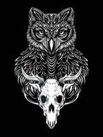 owl with a skull on its head vector