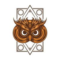 owl with a large head and a geometric pattern vector