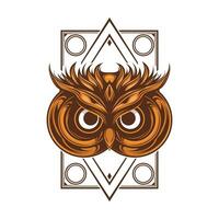 owl with a large head and a geometric pattern vector