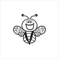 Bee cartoon coloring page illustration vector for kids coloring book