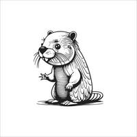 Beaver cartoon coloring page illustration vector for kids coloring book