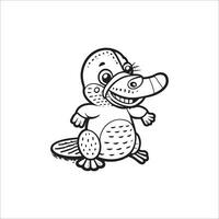 Platypus cartoon coloring page illustration vector for kids coloring book