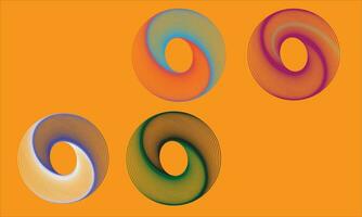 Circle with rotating lines. Stripes abstract vector background on orange color.