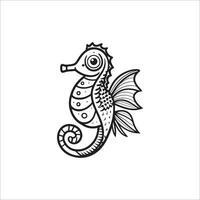 Seahorse cartoon coloring page illustration vector for kids coloring book