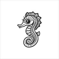 Seahorse cartoon coloring page illustration vector for kids coloring book