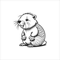 Beaver cartoon coloring page illustration vector for kids coloring book
