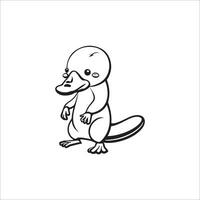 Platypus cartoon coloring page illustration vector for kids coloring book