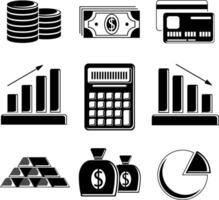 Set of icons for business and finance. Black and white icons. vector