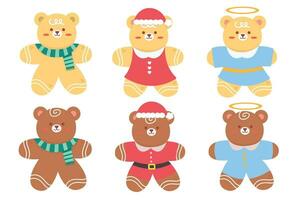 Set of cute gingerbread cookies for christmas vector