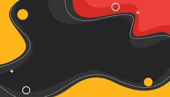 Black vector background with orange and red waving shapes and white lines