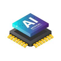 ai chipset en circuito tablero en futurista concepto adecuado para futuro tecnología obra de arte , sensible web bandera isométrica vector